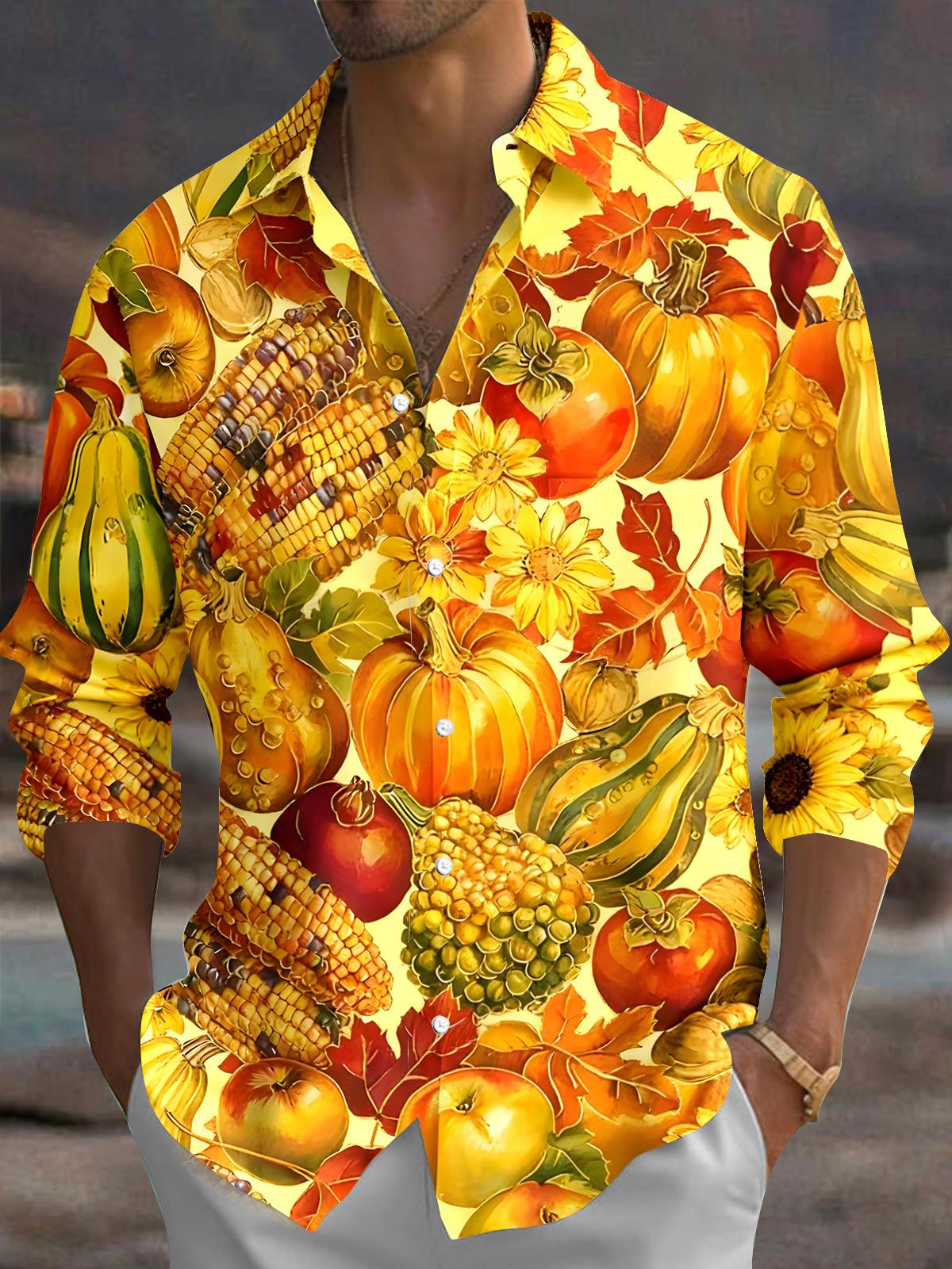 Autumn Vegetables Men's Pocket Long Sleeve Shirts