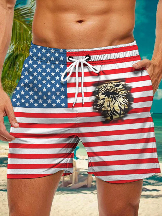 men's eagle print casual pants front view Independence Day