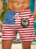 Independence Day American Flag Eagle Print Men's Shorts With Pocket