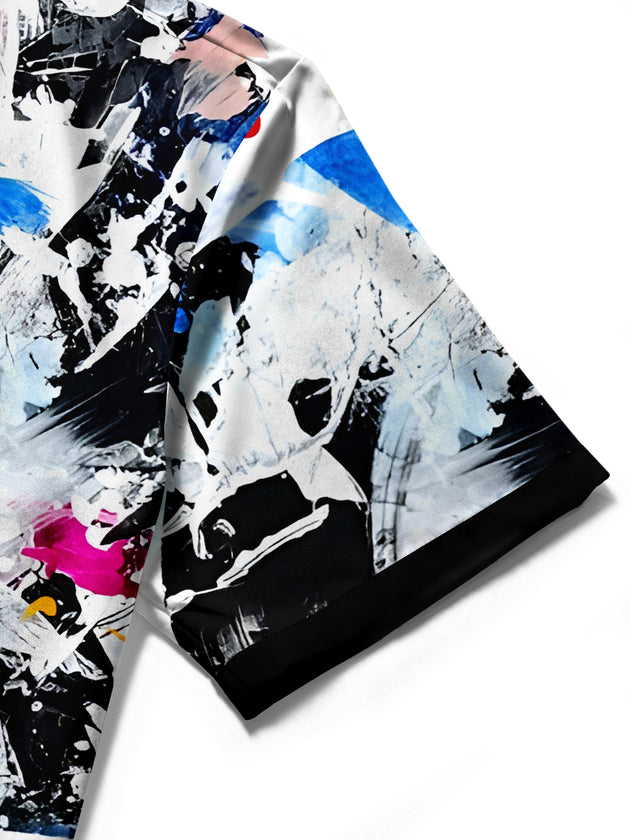 men's tie dye shirt close-up short sleeve