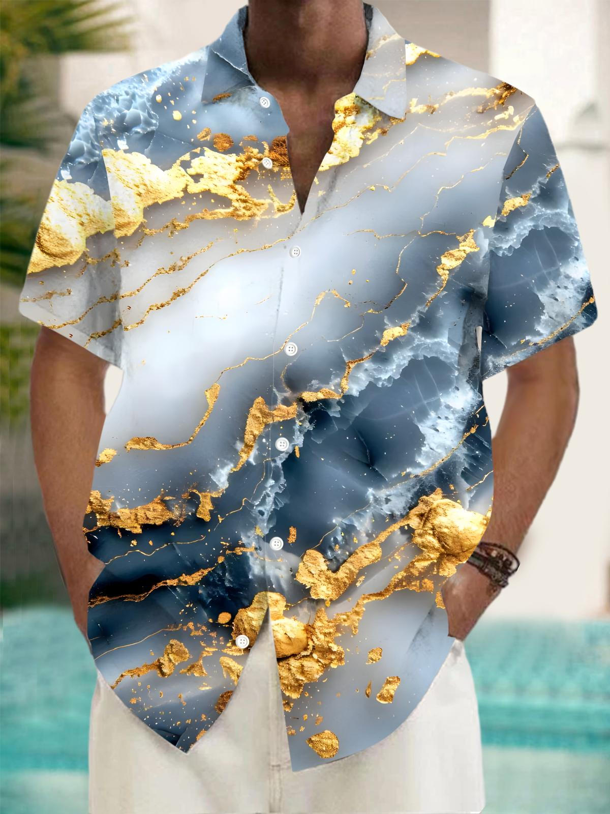 Abstract Men's Pocket Short Sleeve Shirts