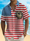 American Flag Animal Print Men's Pocket Short Sleeve Shirts