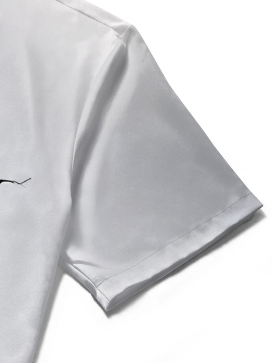 men's skull print shirt close-up short sleeve