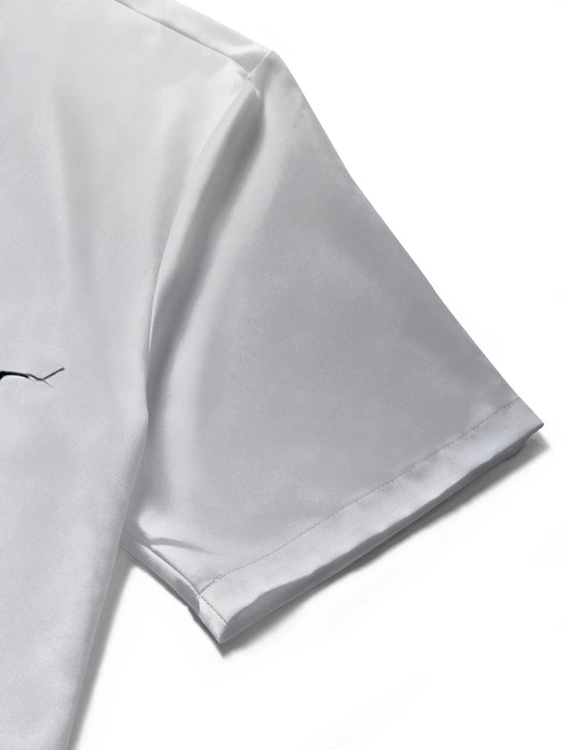 men's skull print shirt close-up short sleeve