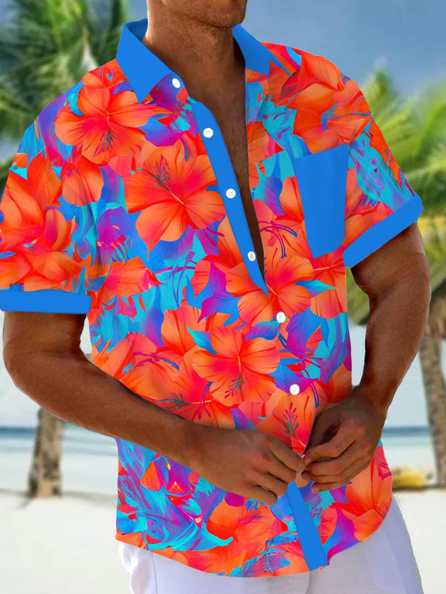 men's Hawaiian shirt front view tropical beach vacation