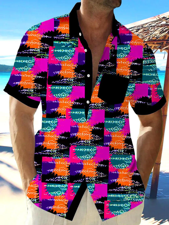 men's abstract print shirt front view