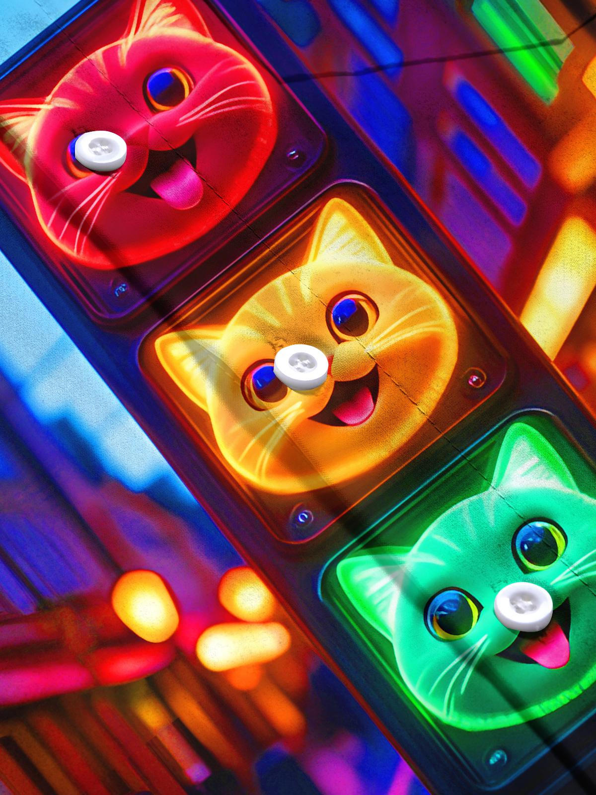 Funny Traffic Lights Cats Men's Pocket Short Sleeve Shirts