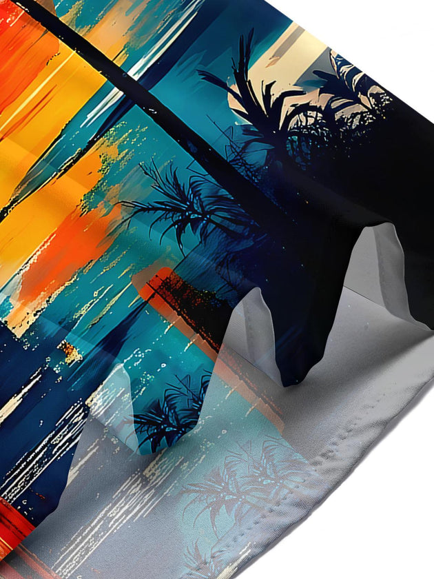 Hawaiian Coconut Tree Men's Pocket Short Sleeve Shirts