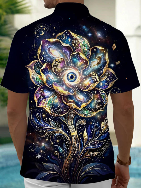 men's flower print shirt back view