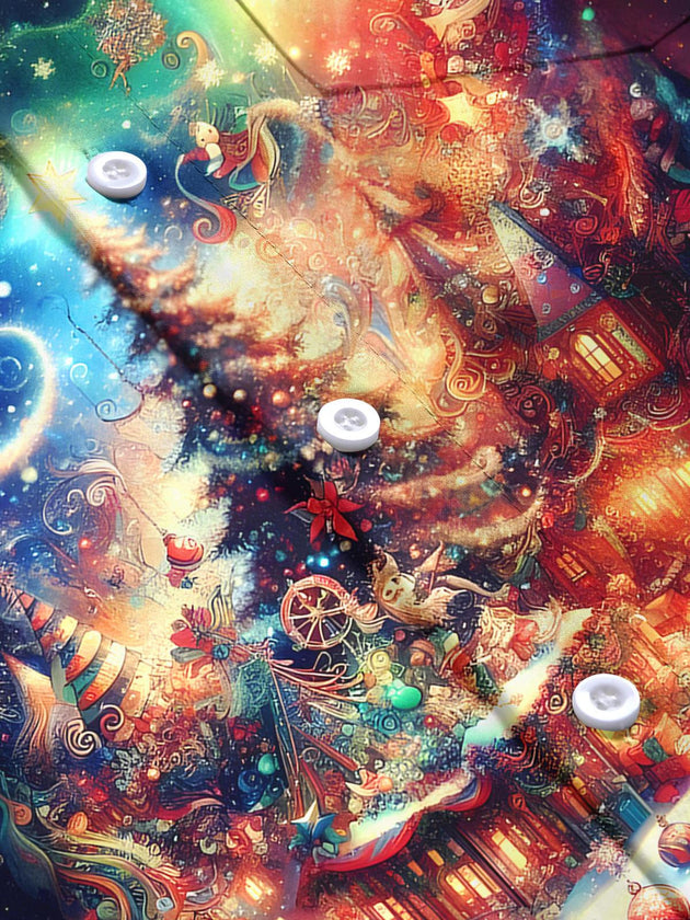 Men's Christmas plaid long sleeve shirt flat lay pattern detail