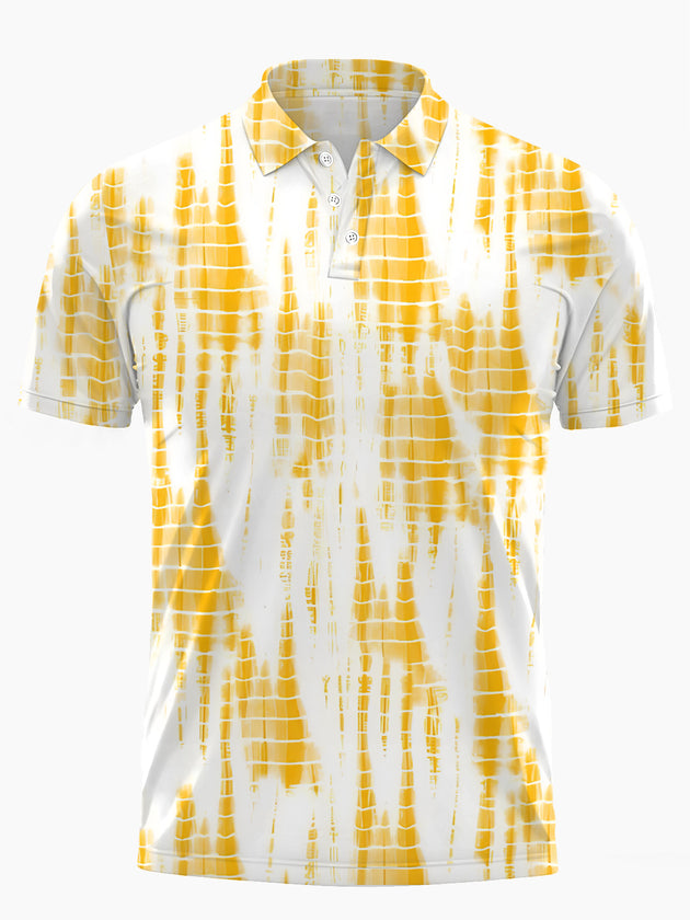 Men's gradient print short sleeve polo shirt front view