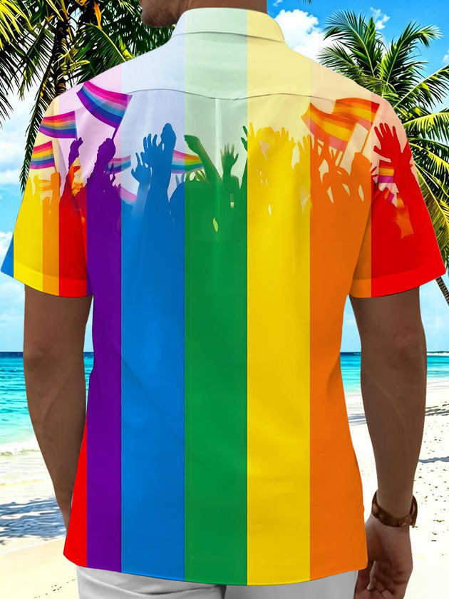 men's colorful patriotic print shirt back view