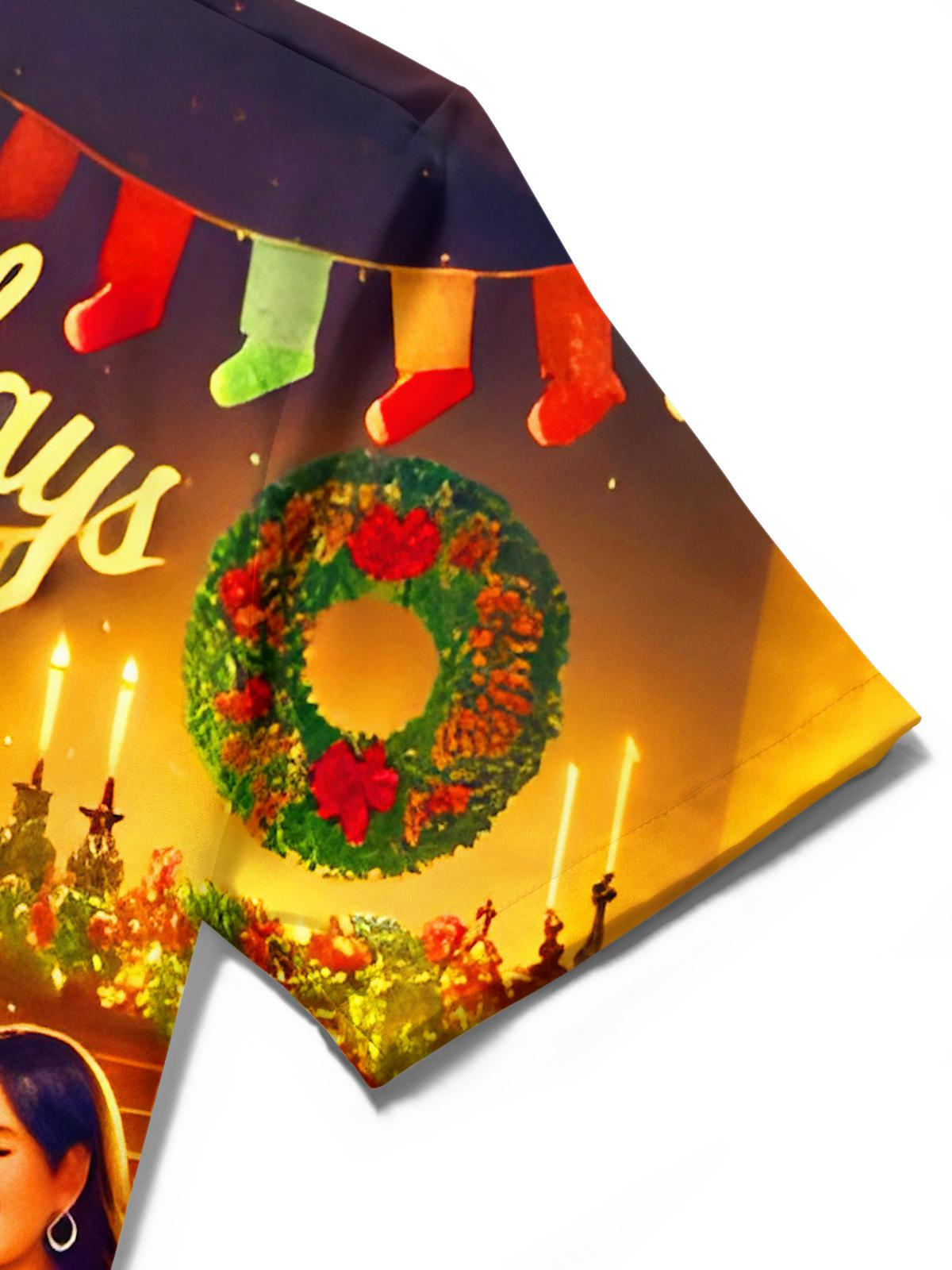 Festivals Family Gatherings Enjoyable Holidays Men's Pocket Short Sleeve Shirts