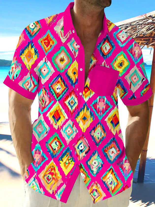 men's patterned sweater shirt front view