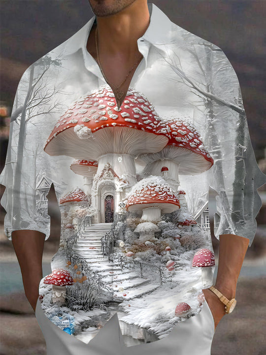 men's mushroom print shirt front view