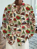 Santa Claus Christmas Tree Men's Pocket Long Sleeve Shirts