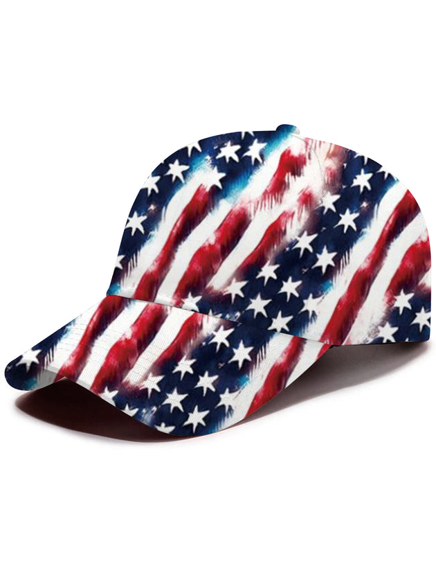 Men's American flag print baseball cap front view for Independence Day