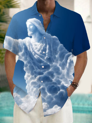 men's art print shirt front view