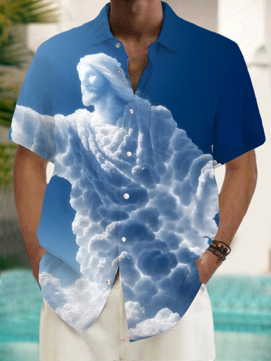 men's art print shirt front view