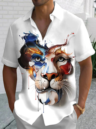 men's art print shirt front view