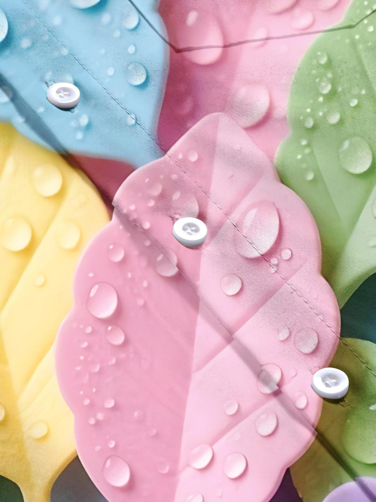 Colorful Leaf Print Men's Pocket Short Sleeve Shirts