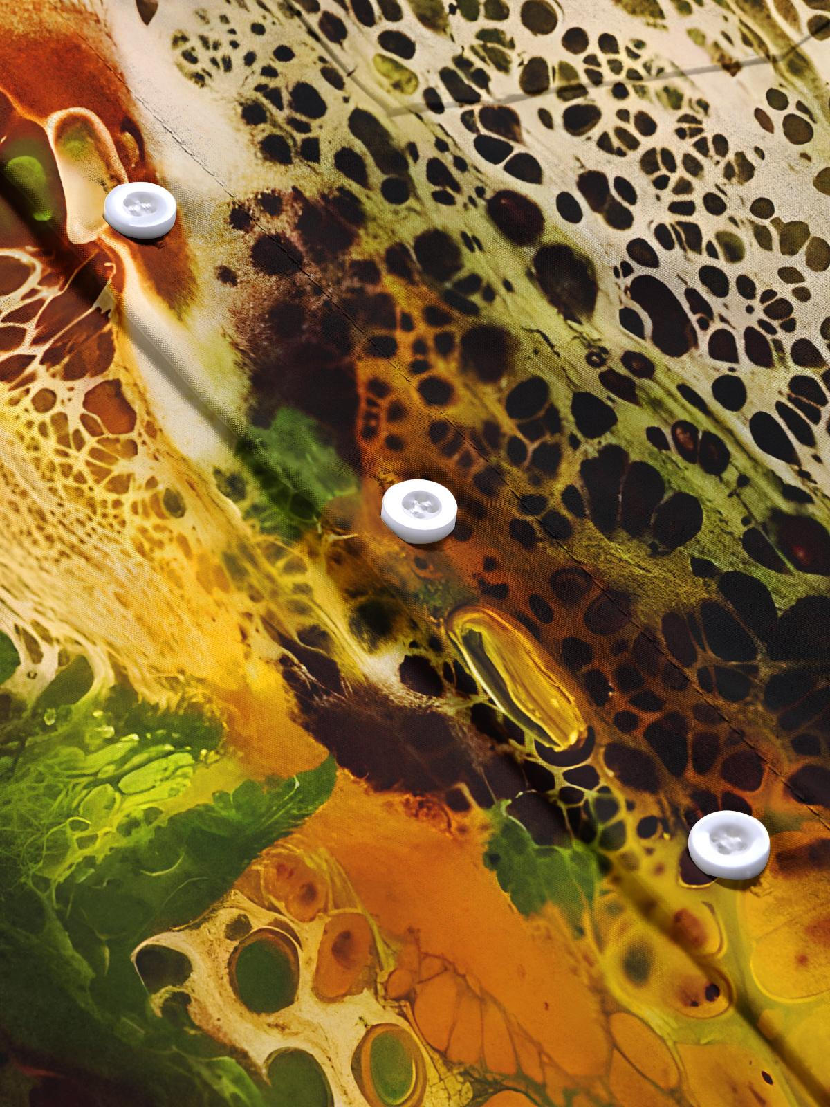 Gradient Abstract Color-block Men's Pocket Short Sleeve Shirts