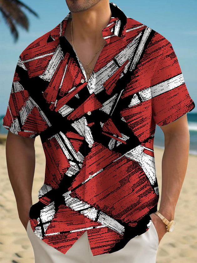men's geometric print shirt front view
