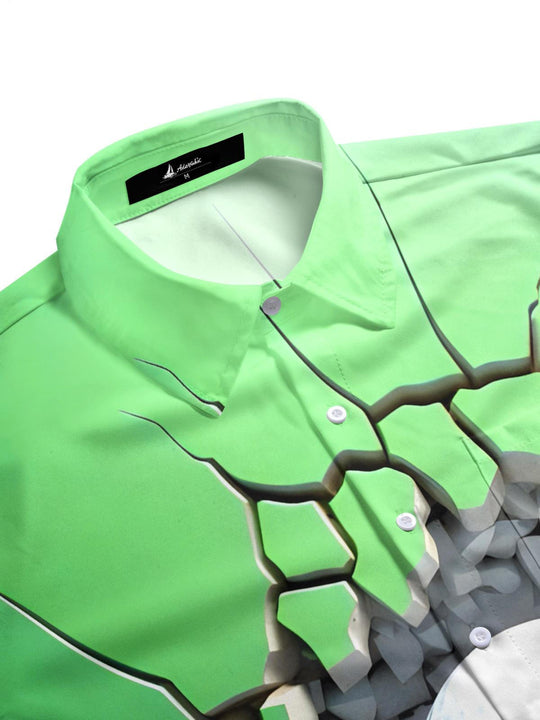 Men's athletic print half sleeve shirt side view