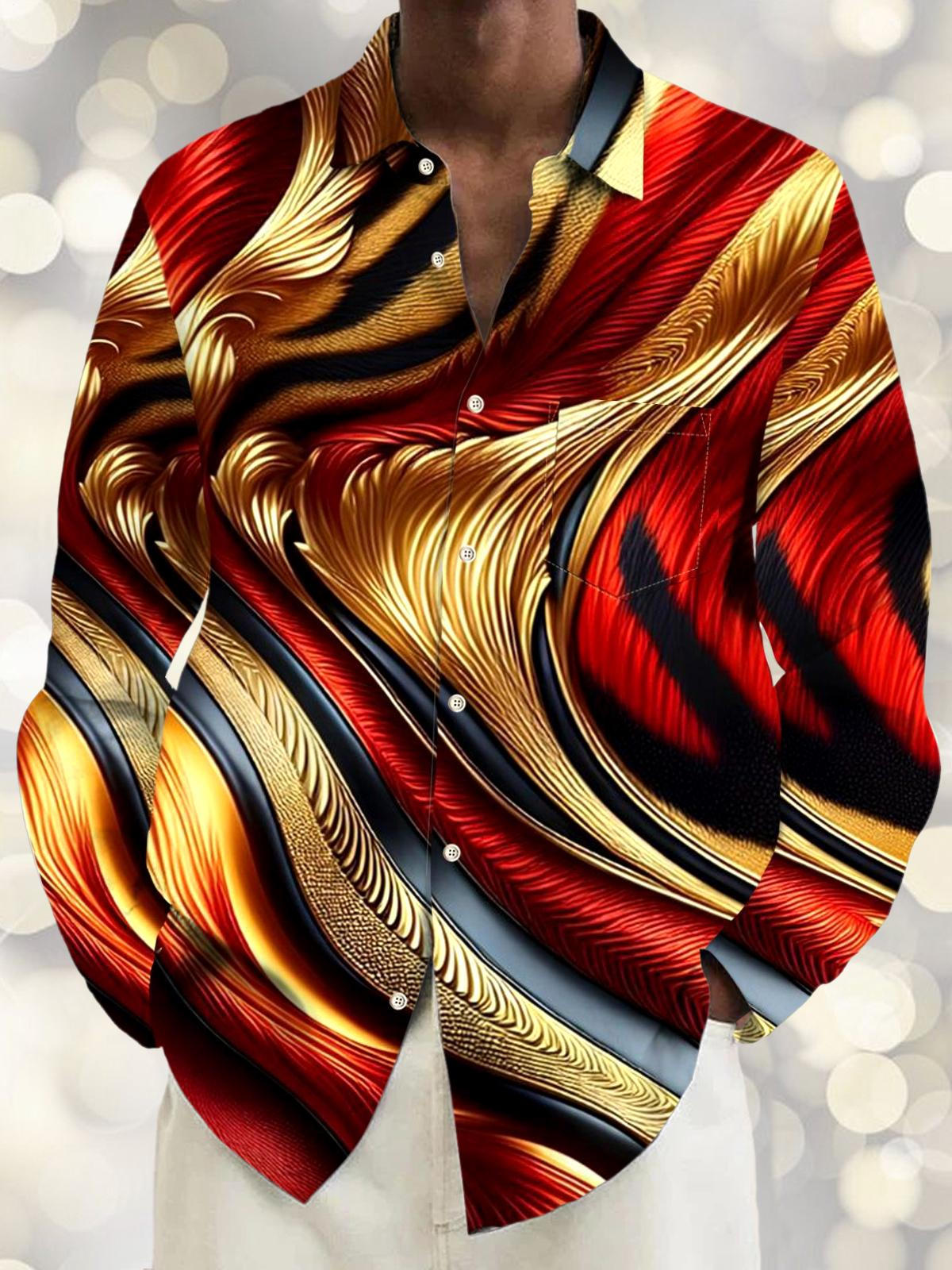 Abstract Men's Pocket Long Sleeve Shirts