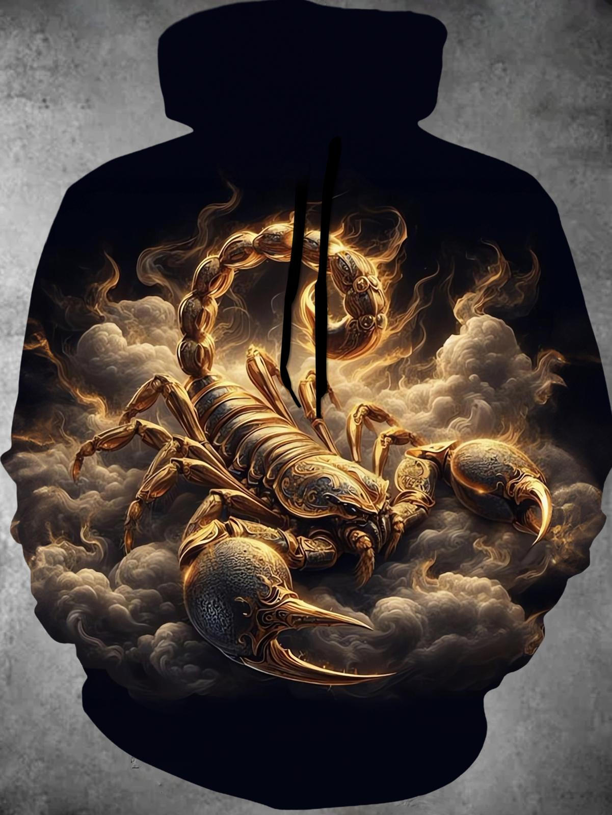 Scorpion Long Sleeve Hooded Pocket Men's Top