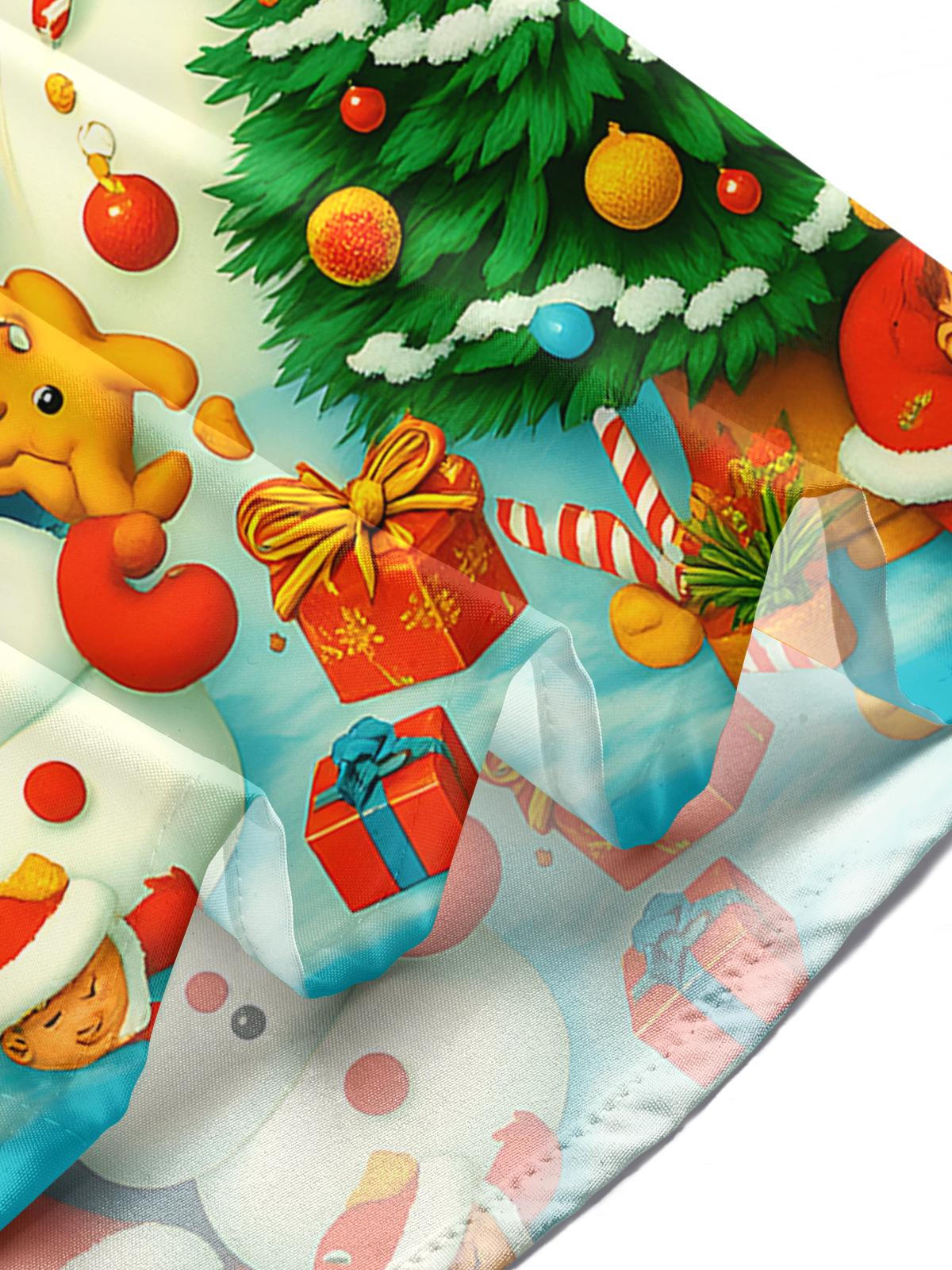 Christmas Tree Santa Claus Snowman Men's Pocket Long Sleeve Shirts