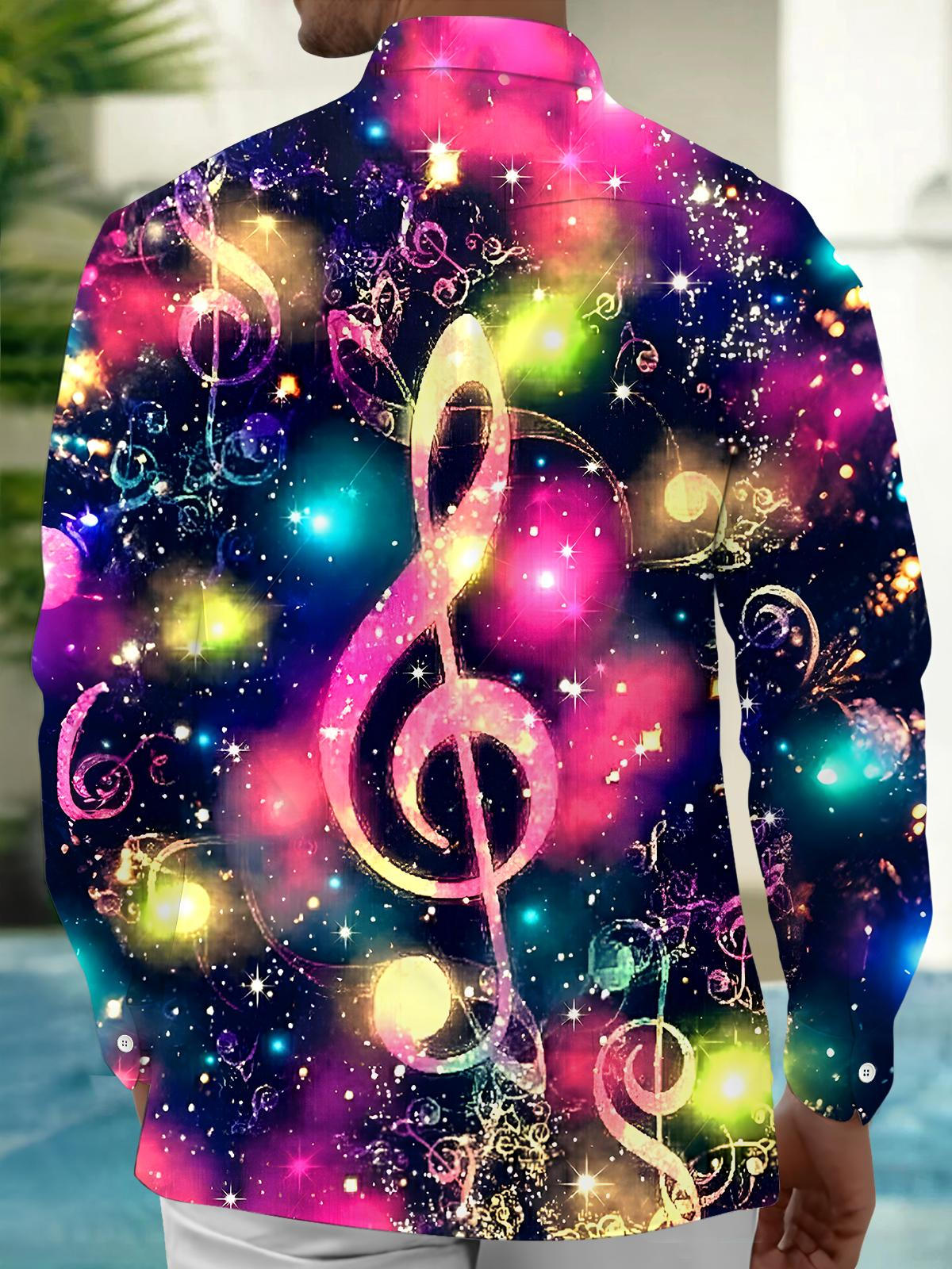 Christmas Musical Note Men's Pocket Long Sleeve Shirts