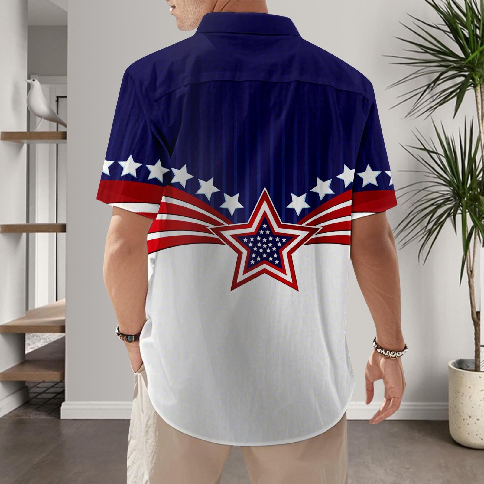 Patriotic Button Down Shirts for Men US Flag Short Sleeve Stars and Stripes Shirts Fashion Tops for Travel noble