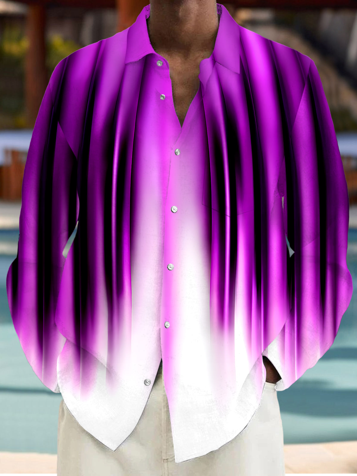 Tie Dye Pocket Long Sleeve Shirts