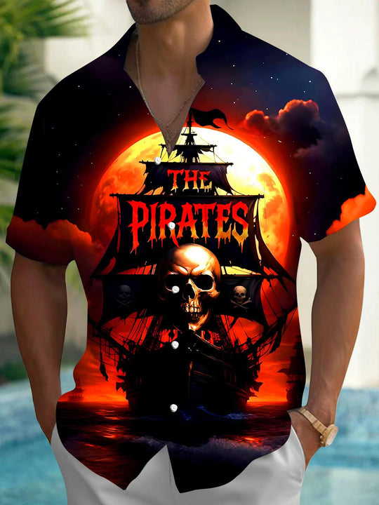 men's skull print shirt front view