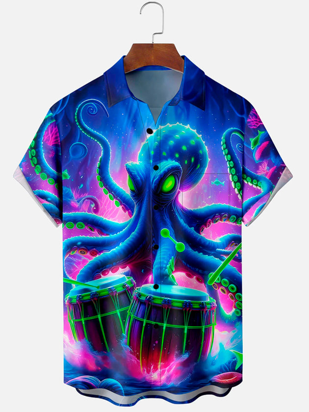 men's octopus print shirt front view