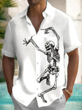 Skull Print Men's Pocket Short Sleeve Shirts