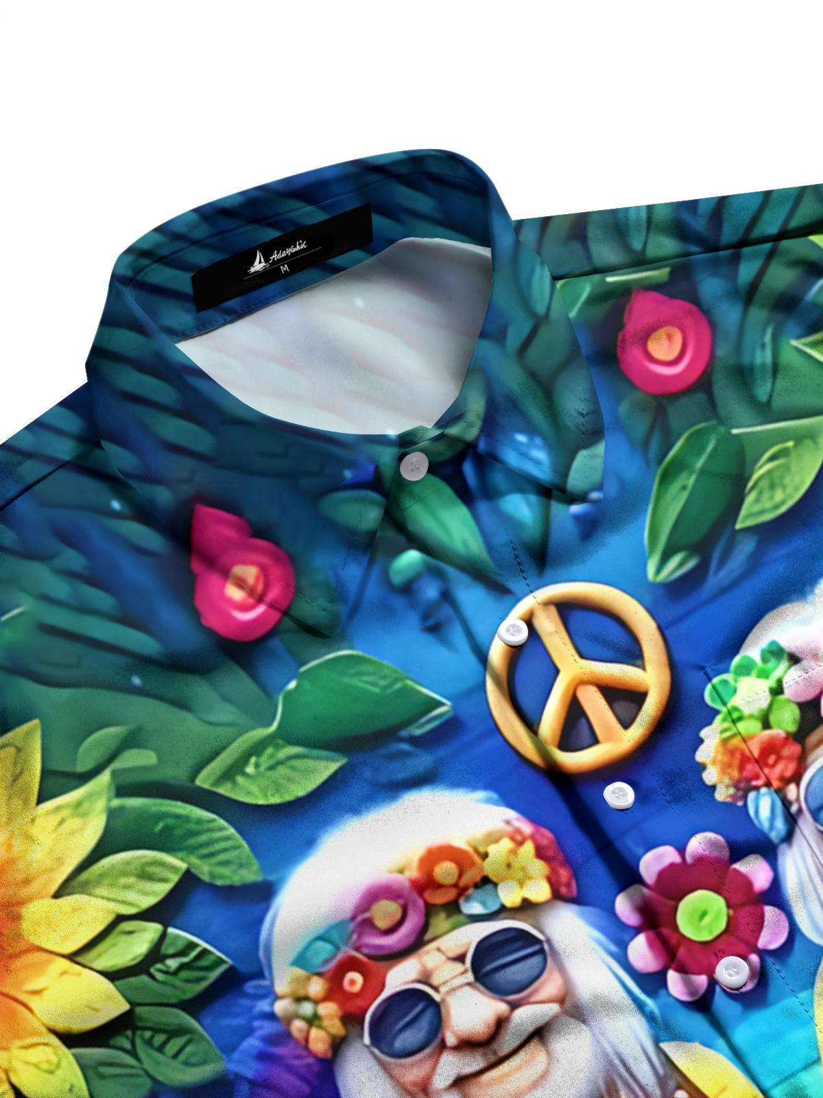 Hippie Art Print Men's Pocket Long Sleeve Shirts