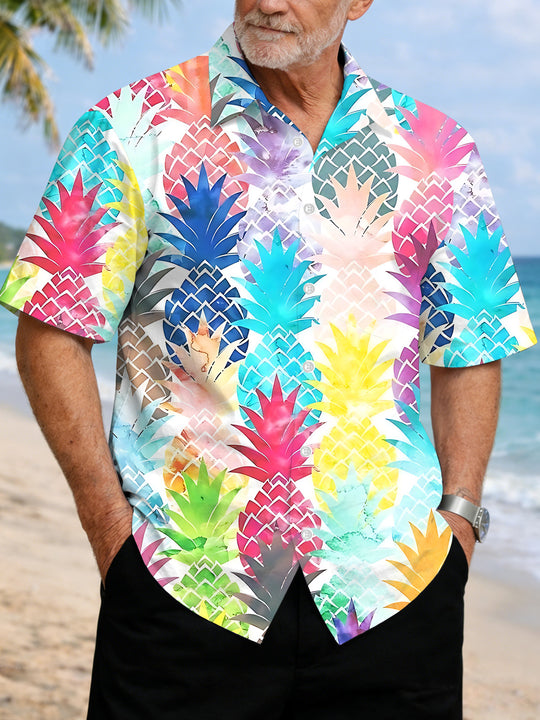 men's pineapple print shirt front view