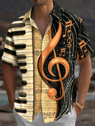men's retro print shirt front view