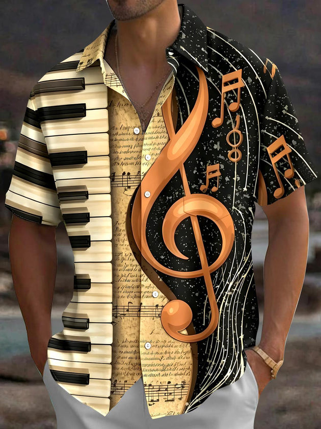 men's retro print shirt front view