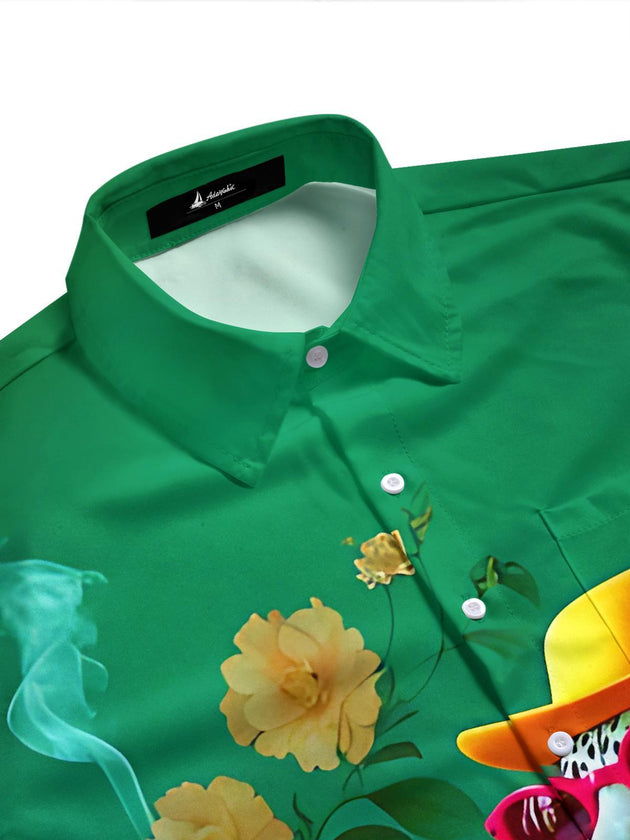 Stylish Leopard Gentleman Men's Pocket Short Sleeve Shirts