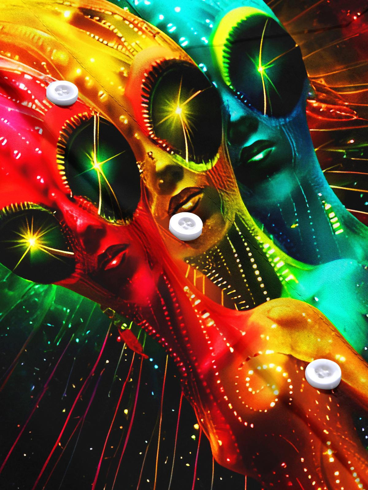 Fun Psychedelic Aliens Men's Pocket Short Sleeve Shirts