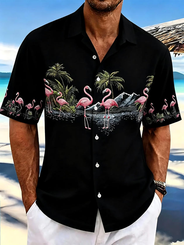 men's Hawaiian shirt front view tropical beach vacation