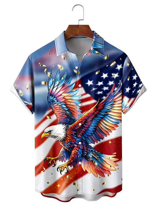 men's eagle print shirt front view Independence Day