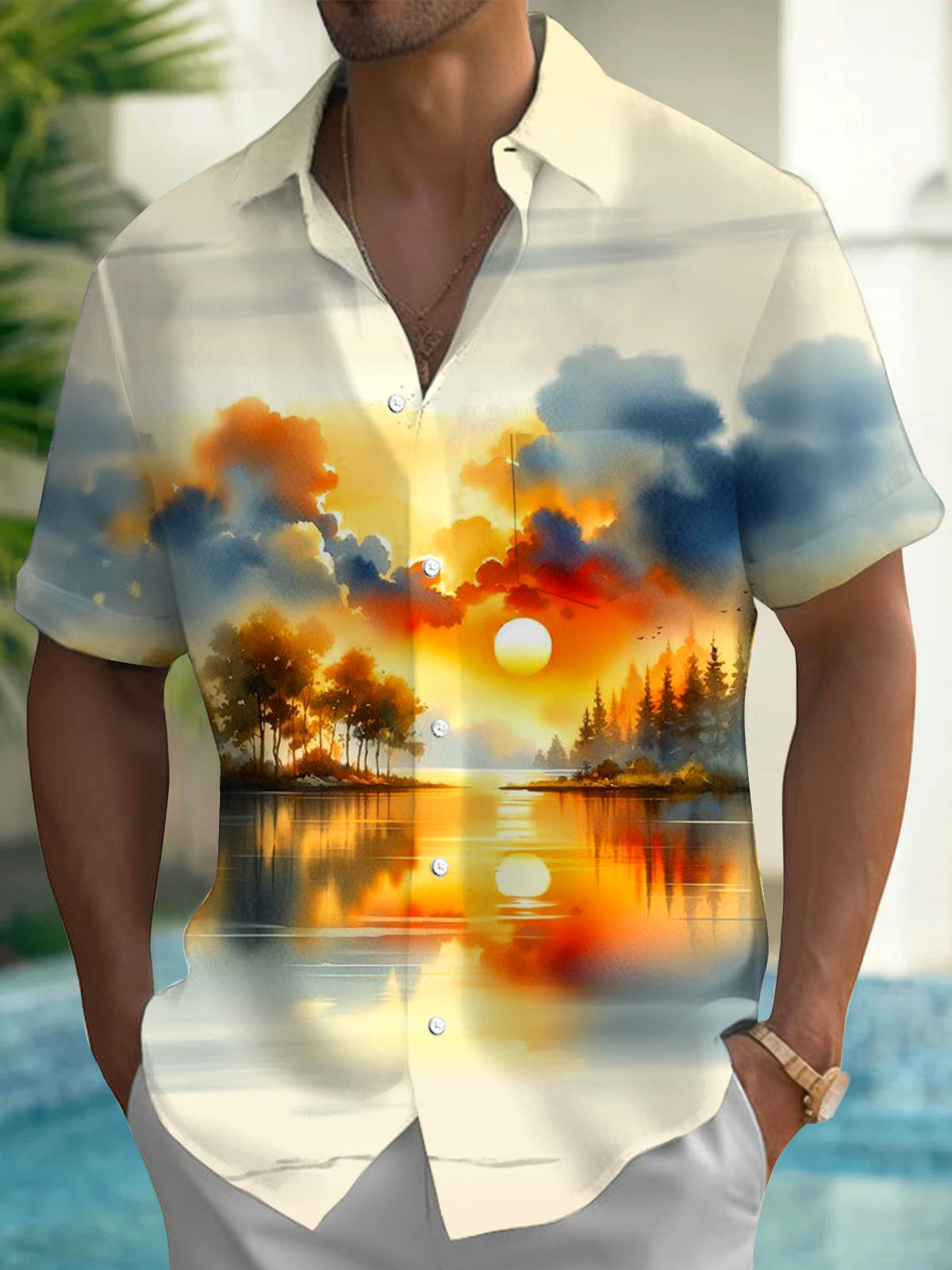 Sunset Men's Pocket Short Sleeve Shirts