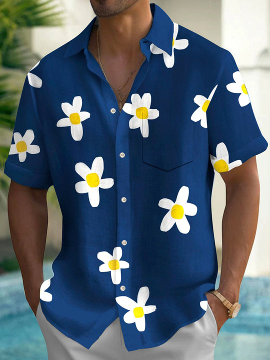 Men's floral short sleeve shirt front view