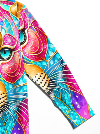 men's colorful cheetah print shirt close-up full sleeve