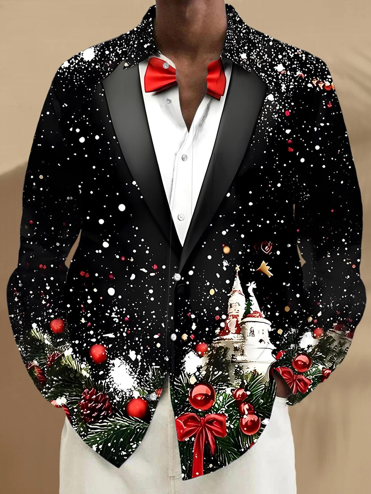 Christmas Men's Pocket Long Sleeve Shirts