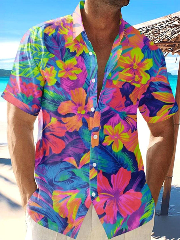 men's Hawaiian shirt front view tropical beach vacation